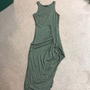 Asymmetrical olive dress